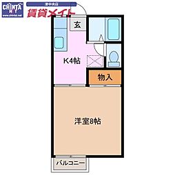 ハイム江戸橋B 1Kの間取図画像