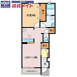 ルピナス　Ｃ棟 1階1LDKの間取り