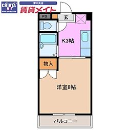 サニータウン A棟 1階1Kの間取り
