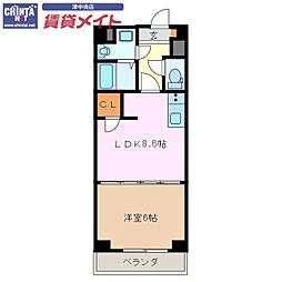 Ｓ−ＦＯＲＴ津新町 6階1LDKの間取り