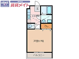 トップハウス長岡 1階1Kの間取り