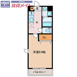 Scarletz 3階1Kの間取り