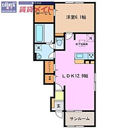 清和苑 1階1LDKの間取り