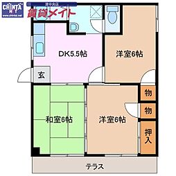 新町ハイツ 3DKの間取図画像