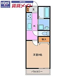サンハイツ 1階1Kの間取り