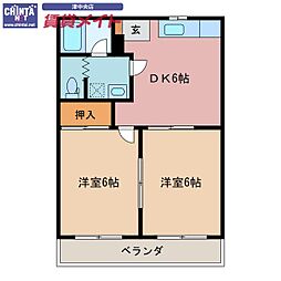 コーポアジヤ 2DKの間取図画像