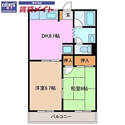 サニータウン 2DKの間取図画像