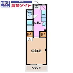 エグゼ杉谷 1Kの間取図画像