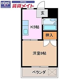 ハイツ伊吹 1Kの間取図画像