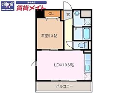 塔世西裏MSビル 1LDKの間取図画像