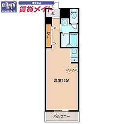 カーサ新町 ワンルームの間取図画像