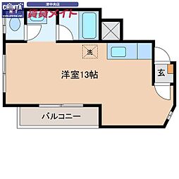 アーリーバード2 1Kの間取図画像