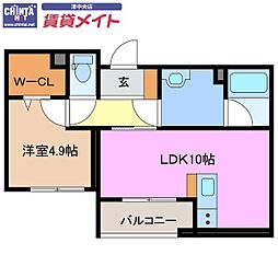 シャーメゾンボスコルーチェ 1LDKの間取図画像