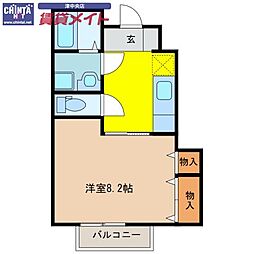 メルシー 1Kの間取図画像