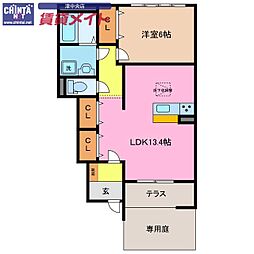 サニープレイス 1LDKの間取図画像