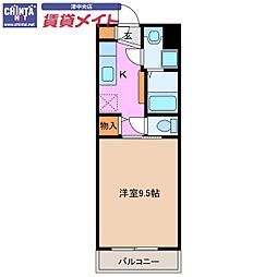 幸マンション 1Kの間取図画像