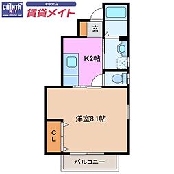 ビラアカシア 1Kの間取図画像