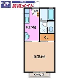 ハイツ山の手 1Kの間取図画像