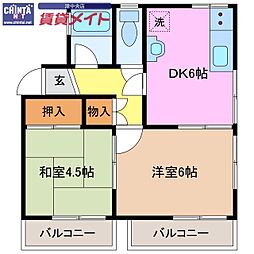 コテージT 2DKの間取図画像