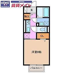 ラルーチェ上浜 1Kの間取図画像