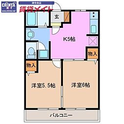 アンシャンテ 2Kの間取図画像