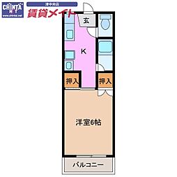クレールハウス 1Kの間取図画像