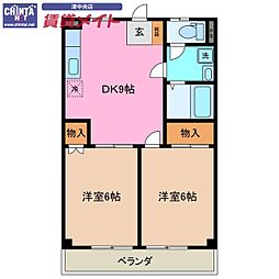 ビューハイツ桜田 2DKの間取図画像