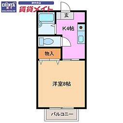 プレジール栄 1Kの間取図画像