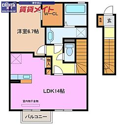 GraceAvenue一身田A 1LDKの間取図画像