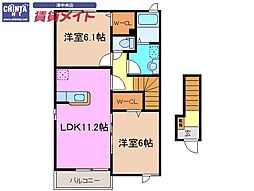 エクセレントヴィレッジ 2LDKの間取図画像