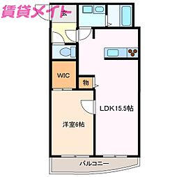 クァトロ 1階1LDKの間取り