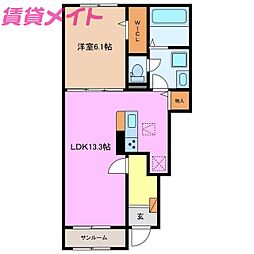セレーネ 1階1LDKの間取り