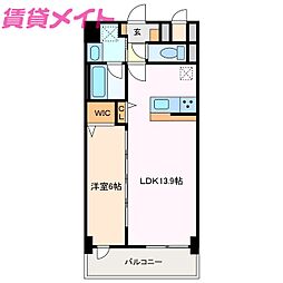 ラ メゾン ド クロシェット 6階1LDKの間取り