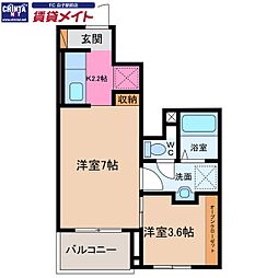 コートハウス安塚 2Kの間取図画像