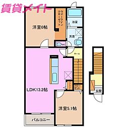 ランドマーク88B 2LDKの間取図画像