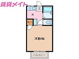 前田ハイツA 1Kの間取図画像