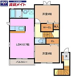 ハーバーサイド 2LDKの間取図画像