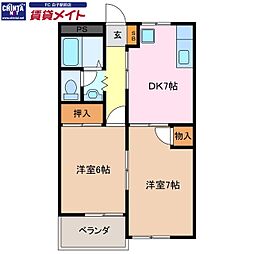 デュエ 2DKの間取図画像