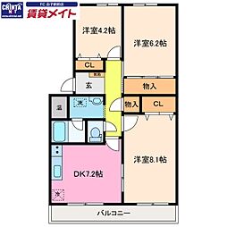 フィオーレマキ 3DKの間取図画像