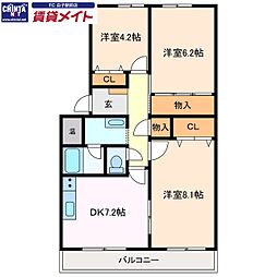 フィオーレマキ 3DKの間取図画像