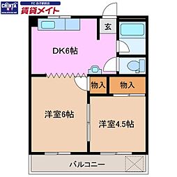 小野ビル 2DKの間取図画像