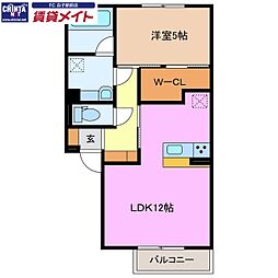 鈴鹿市須賀3丁目アパート 1LDKの間取図画像