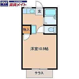 前田ハイツB ワンルームの間取図画像