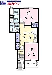 シェーネ・パラッツオC 2DKの間取図画像