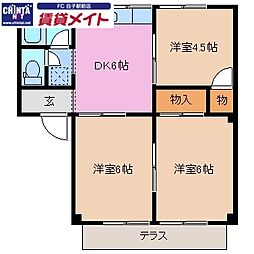 ソレイユ伊勢若松 3DKの間取図画像