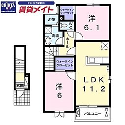 シーサイドヒルA 2LDKの間取図画像