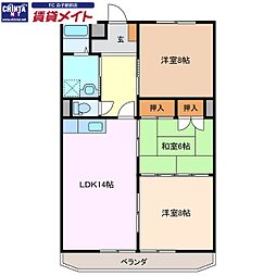 アバンハウス2 3LDKの間取図画像