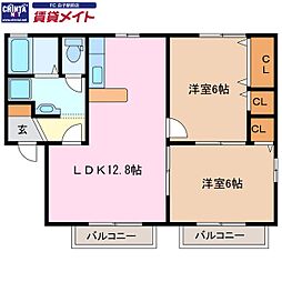 ブリックパレス 2LDKの間取図画像