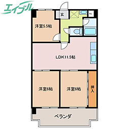 ハムステッドコート 2階3LDKの間取り