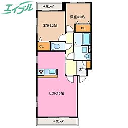 ルミナエルII 2階2LDKの間取り